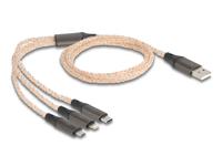 DeLOCK 88158 USB-kabel USB 2.0 1,2 m USB A USB C/Micro-USB B/Lightning Transparant - thumbnail
