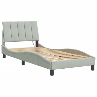 Bedframe met LED-verlichting fluweel lichtgrijs 120x200 cm