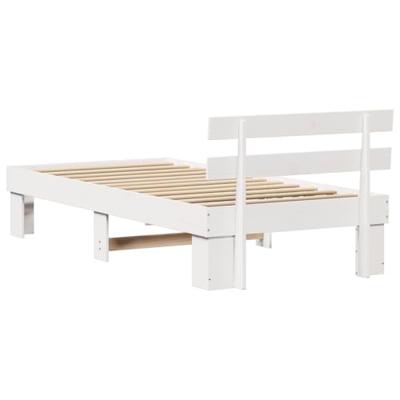 Bedframe met hoofdeinde Wit 90 x 190 cm Massief grenenhout