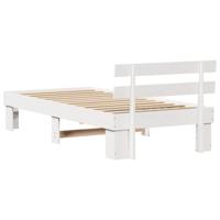Bedframe met hoofdeinde Wit 75 x 190 cm Massief grenenhout - thumbnail