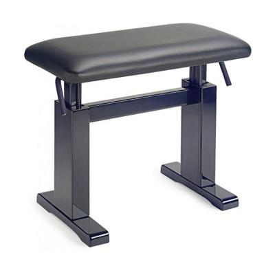 Stagg PBH780 BKP LBK pianobank hoogglans zwart met leren zitting