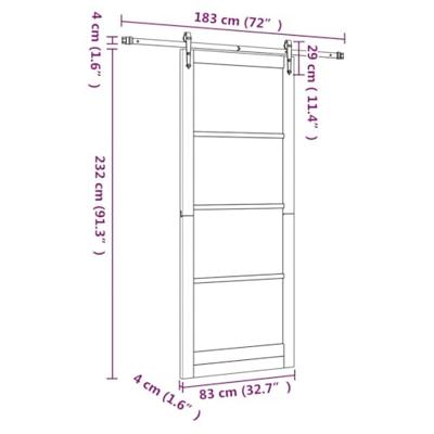 Schuifdeur ORKDAL Wit 83 x 232 cm Massief grenenhout
