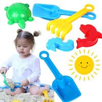 Sun Fun schepje met harkje en 3 zandvormen, 22cm - thumbnail