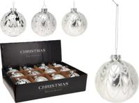 Kerstbal glas 8 cm zilver 3ass Nampook - Nampook - thumbnail