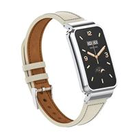 Classic leren bandje met case - Roomwit - Xiaomi Smart band 7 Pro - thumbnail