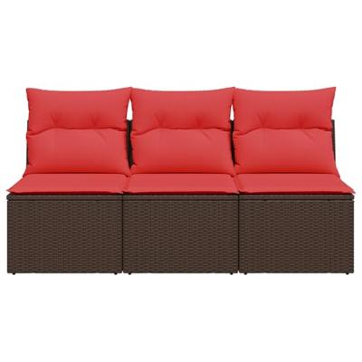 Tuinbank 3-zits met kussens poly rattan bruin Tuinbank 3-zits met kussens poly rattan bruin