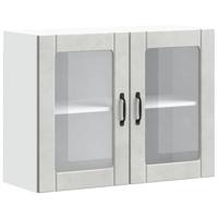 Keukenbovenkast met glazen deur Lucca bewerkt hout betongrijs - thumbnail