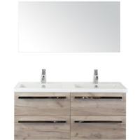 Seville Badmeubelset 120 cm - 4 Laden Craft Oak - Wastafel Djazz Dubbel met Spiegel - thumbnail