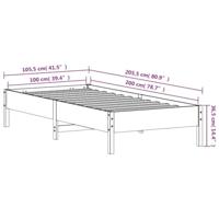 Bedframe massief grenenhout wasbruin 100x200 cm - thumbnail