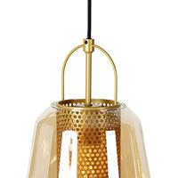 QAZQA Hanglamp goud met amber glas 23 cm langwerpig 3-lichts - Kevin - thumbnail