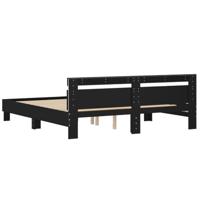 Bedframe met hoofdeinde en LED-verlichting zwart 160x200 cm - thumbnail
