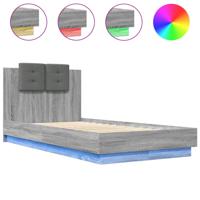 Bedframe met hoofdbord en LED grijs sonoma eikenkleur 75x190 cm - thumbnail