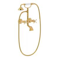 Douchemengkraan Tres Clasic 2 Kruisgreep Incl Handdouche met Steun Goud - thumbnail