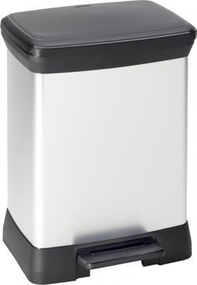 Curver decobin pedaalemmer rechthoekig 30 liter zilver metallic