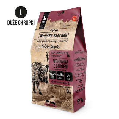 WIEJSKA ZAGRODA Rundvlees met Wild Zwijn L - droog hondenvoer - 9kg