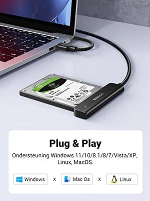 Ugreen adapter voor 2,5'' SATA III 3.0 HDD SSD-schijf - USB 3.2 Gen 1 (USB 5 Gbps) zwart (70609 CM321)