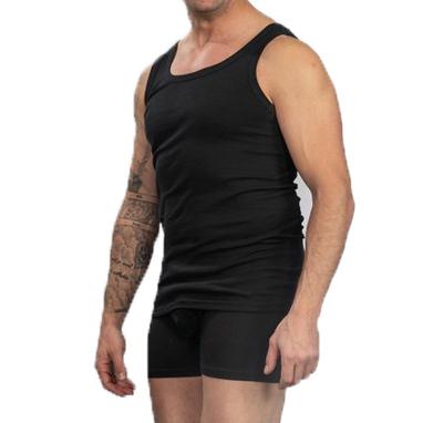 HL-tricot heren onderhemd zwart - 100% Katoen zwarte heren hemden - Ondergoed mannen