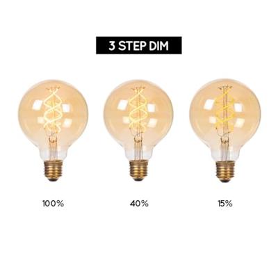 Lucide G95 - Filament lamp - Ø 9,5 cm - LED 3 StepDim (Memory) - E27 - 1x4,9W 2200K - Amber