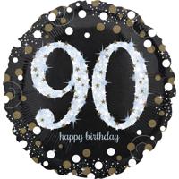 Folieballon 90 Jaar Happy Birthday Sparkling Gold 43cm - thumbnail