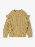 Trui met ruches en kabels voor meisjes goudbeige - thumbnail