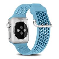 Bandje met gaatjes - Lichtblauw - Geschikt voor Apple Watch 38mm / 40mm / 41mm / 42mm - thumbnail