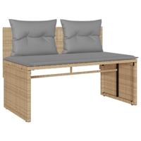 4-delige Loungeset met kussens poly rattan beige - thumbnail