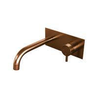 Inbouw Wastafelmengkraan Brauer Copper Edition Coldstart Gebogen Uitloop Korte Ronde Hendel Rechts Geborsteld Koper PVD Met Afdekplaat Brauer - thumbnail