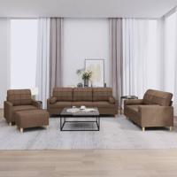 4-delige Loungeset met kussens stof bruin - thumbnail