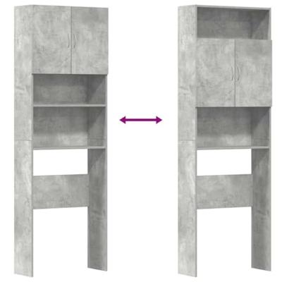 Wasmachinekast 64x24x190 cm bewerkt hout betongrijs