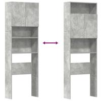 Wasmachinekast 64x24x190 cm bewerkt hout betongrijs - thumbnail