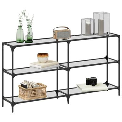 Wandtafel met transparant glazen blad 158,5x30x81 cm staal