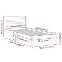 Bedframe met hoofdeinde Bruin 100 x 220 cm Massief grenenhout - thumbnail