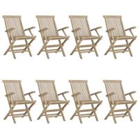 Tuinstoelen inklapbaar 8 st 56x61x89 cm massief teakhout grijs - thumbnail