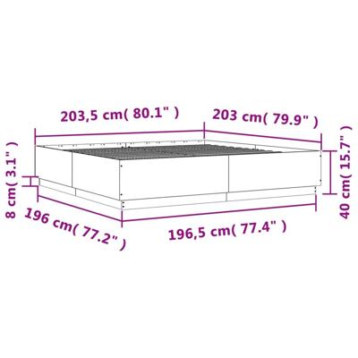 Bedframe met LED-verlichting bewerkt hout betongrijs 200x200 cm