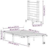 Bedframe zonder matras opvouwbaar 90x200 cm staal wit - thumbnail