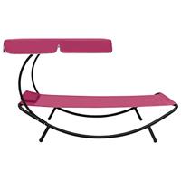 Loungebed met luifel en kussen roze - thumbnail