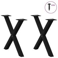 Salontafelpoten 2 st X-vormig 60x(42-43) cm staal zwart - thumbnail