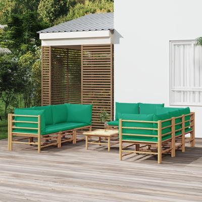 9-delige Loungeset met kussens bamboe groen