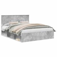 Bedframe met hoofdeinde Beton 160 x 200 cm Massief grenenhout - thumbnail