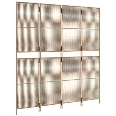 Kamerscherm 4 panelen poly rattan beige