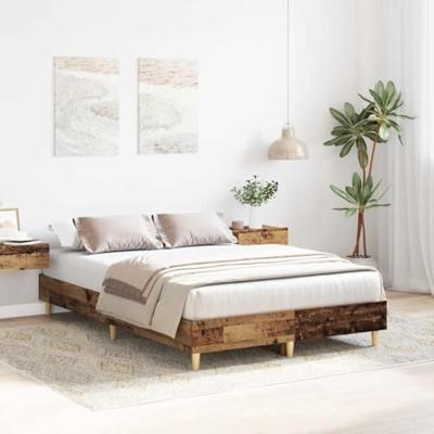 Bedframe zonder matras 140x190 cm spaanplaat bewerkt hout Bedframe zonder matras 140x190 cm spaanplaat bewerkt hout