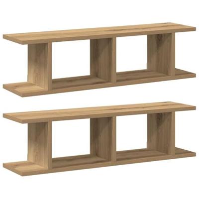 Wandschappen 2 st 75x18x20cm bewerkt hout artisanaal eikenkleur