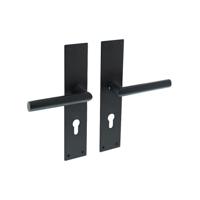 Intersteel Deurklink jura met schild 250x55x2mm profielcilindergat 72mm zwart - thumbnail