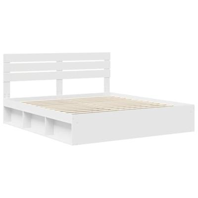 Bedframe met hoofdeinde Wit 180 x 200 cm Massief grenenhout