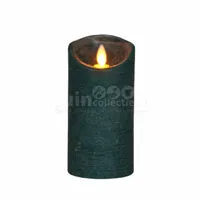 Kaars wax rustiek bewegende vlam 7,5x15 cm antiek groen b.o. Anna's Collection - Annas collection - thumbnail