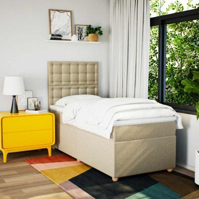 Boxspring met matras stof crèmekleurig 120x200 cm