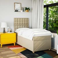 Boxspring met matras stof crèmekleurig 80x200 cm - thumbnail
