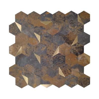 Mozaïek Isodeco Steenstrip Hexagon Zelfklevend 28.0x29.0 cm Roest Goud Isodeco Mozaïek Isodeco Steenstrip Hexagon Zelfklevend 28.0x29.0 cm Roest Goud Isodeco