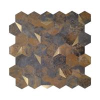 Mozaïek Isodeco Steenstrip Hexagon Zelfklevend 28.0x29.0 cm Roest Goud Isodeco - thumbnail