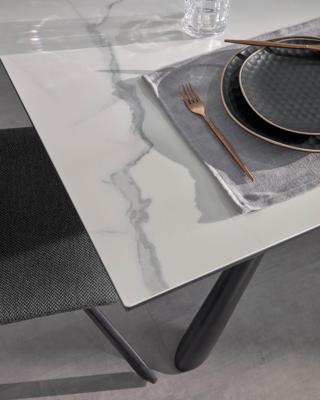 Kave Home Uitschuifbare Eettafel 'Theone' Keramiek met marmerlook, 160-210 x 90cm